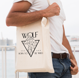 Tote bag "Wolf born to be wild black"